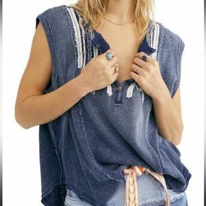 Free People We The Free Harvey Henley Muscle Tank Top XS Oversized